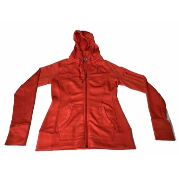 Athleta Jackets & Blazers - Athleta Scuba Style Hoodie Womens Small Red Orange Zip Thumbholes 3 Pockets